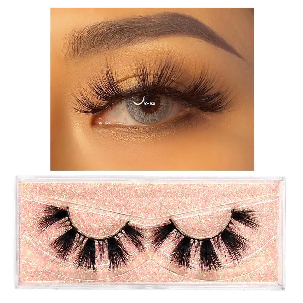 FOXESJI Lashes 3D Mink Eyelashes Popular Natural long Fluffy Dramatic Eyelash Extension Makeup Eye Lashes Full False Eyelashes