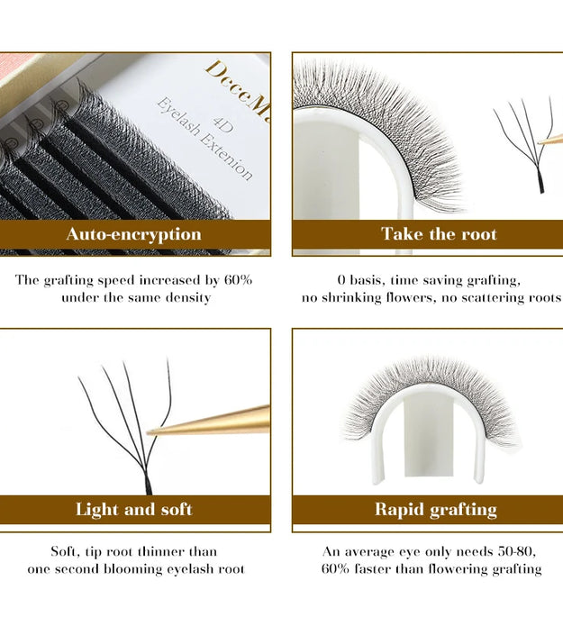 DeceMars 4D - W Shaped Eyelash Extension (12line/Tray)