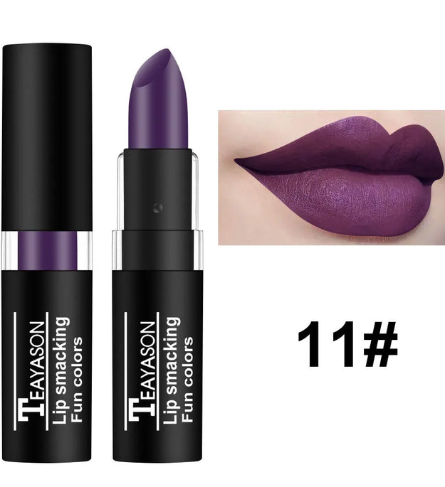 12 Color Lipstick Waterproof Long Lasting Cosmetic Black Blue Purple Green Matte Make Up Lip Gloss Makeup Red Lipstick