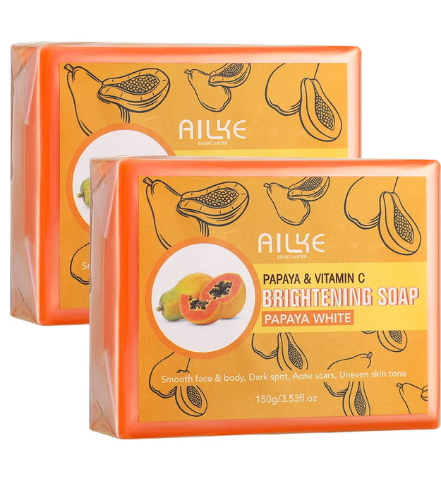 AILKE Skin Whitening Handmade Soap -Organic Papaya Soap For Black Spots, Clean Stains, Improves Dull Skin, Face & Body & Hands