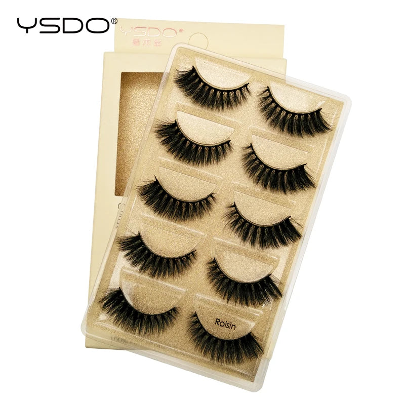 YSDO 3/5 Pairs 3D Mink False EyeLashes Winged Lashes Thick EyeLashes Makeup Fake EyeLashes Volume Lash Dramatic Mink EyeLashes