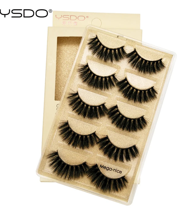 YSDO 3/5 Pairs 3D Mink False EyeLashes Winged Lashes Thick EyeLashes Makeup Fake EyeLashes Volume Lash Dramatic Mink EyeLashes