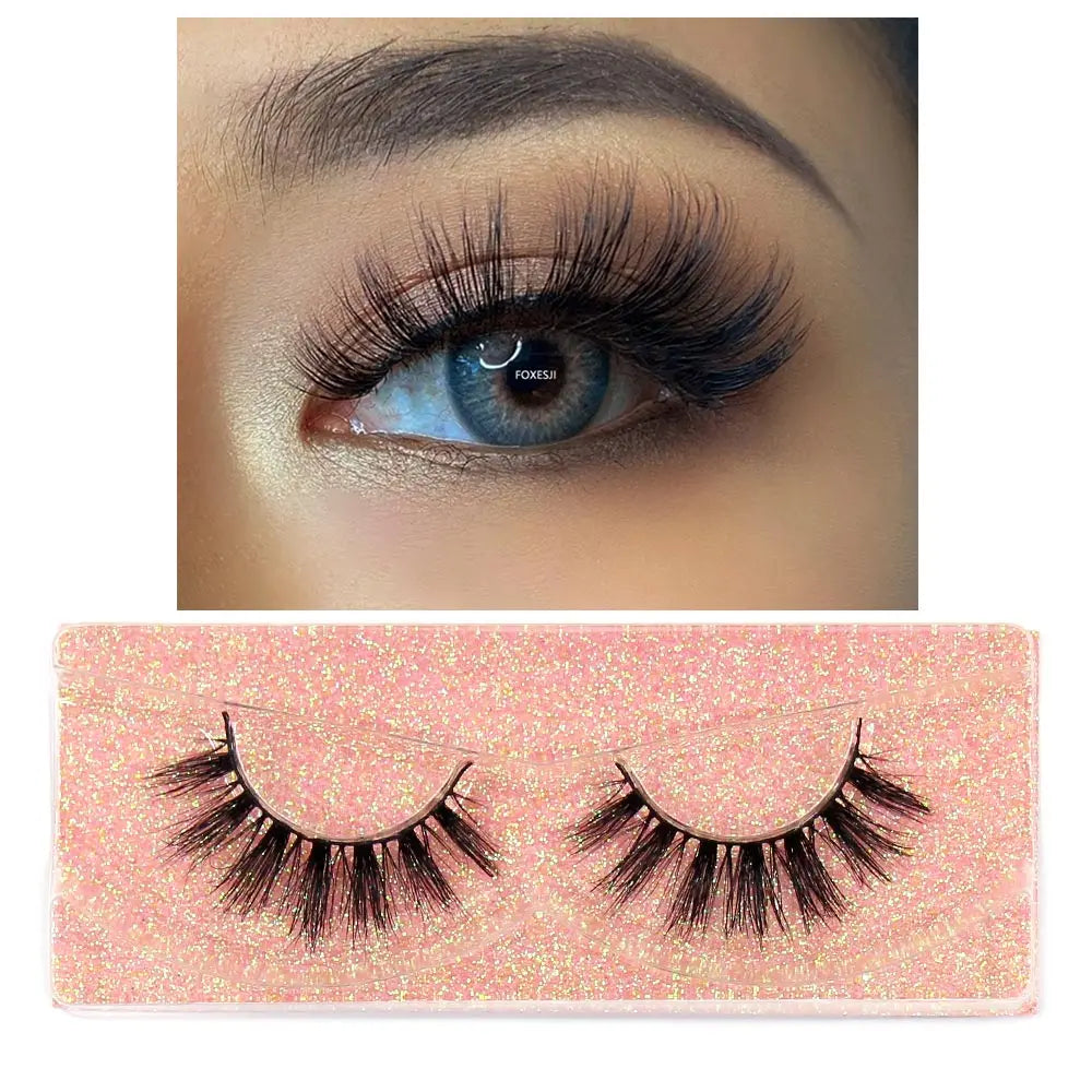 FOXESJI Makeup Eyelashes 3D Mink Eye Lashes Fluffy Soft Wispy Natural Lashes Extension Reusable Fake Lashes Mink False Eyelashes
