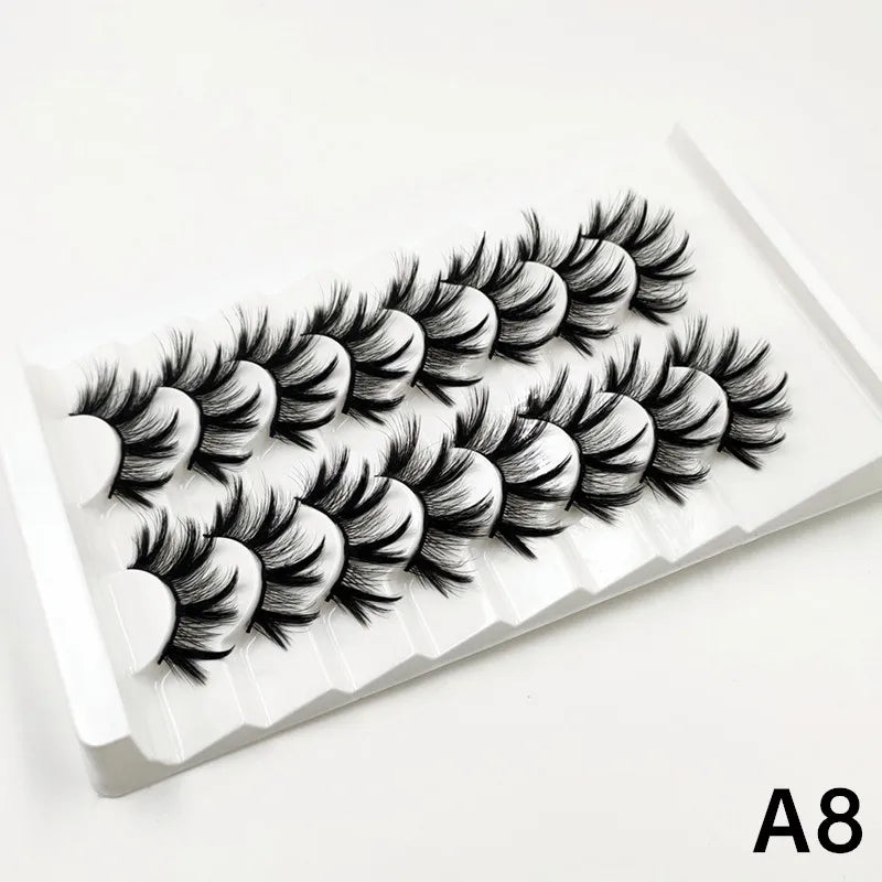 7 pairs of 25mm mink eyelashes in bulk, Russian fluffy natural false eyelashes, 8 pairs of 3D natural false eyelashes in bulk