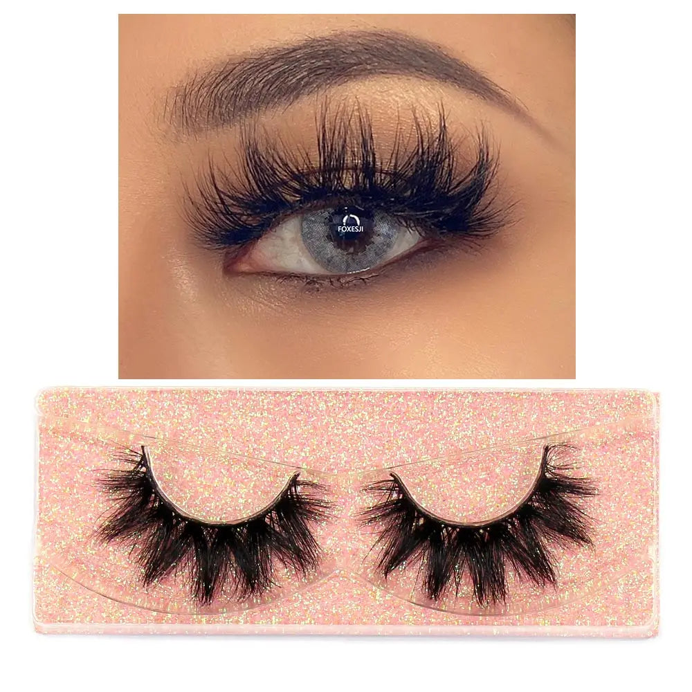 FOXESJI Makeup Eyelashes 3D Mink Eye Lashes Fluffy Soft Wispy Natural Lashes Extension Reusable Fake Lashes Mink False Eyelashes