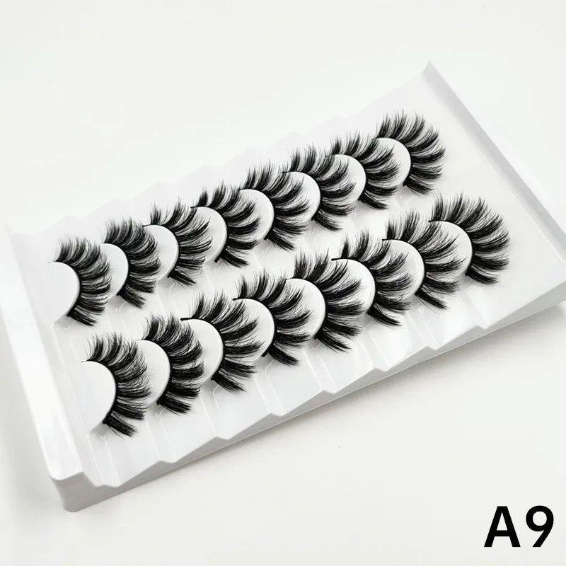 7 pairs of 25mm mink eyelashes in bulk, Russian fluffy natural false eyelashes, 8 pairs of 3D natural false eyelashes in bulk