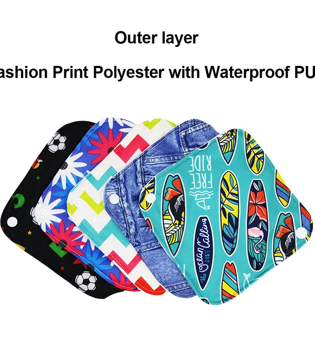 10PCS Reusable Menstrual Pads Soft Bamboo Cotton Sanitary Towels Washable PUL Fabric Panty Liner for Women with 1 Storage Bag