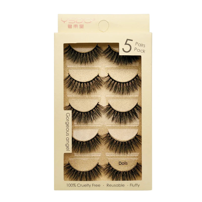 YSDO 3/5 Pairs 3D Mink False EyeLashes Winged Lashes Thick EyeLashes Makeup Fake EyeLashes Volume Lash Dramatic Mink EyeLashes