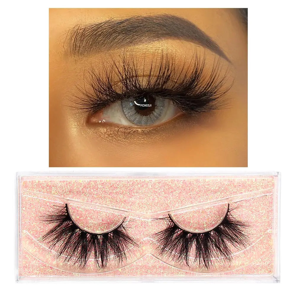 FOXESJI Lashes 3D Mink Eyelashes Popular Natural long Fluffy Dramatic Eyelash Extension Makeup Eye Lashes Full False Eyelashes