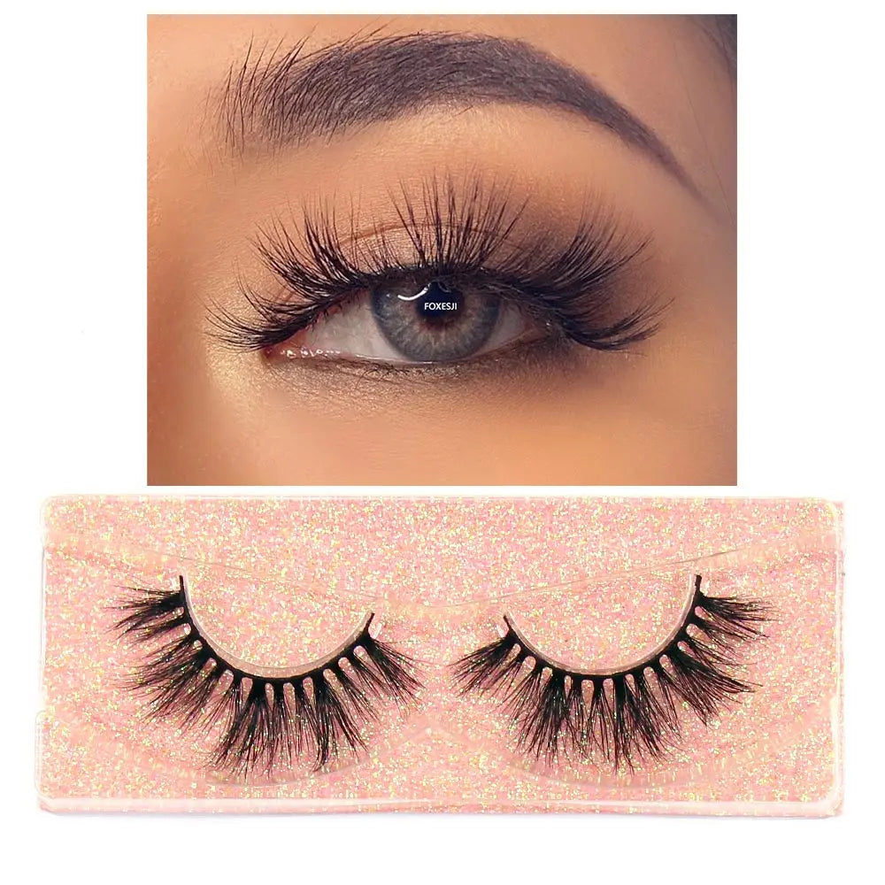 FOXESJI Makeup Eyelashes 3D Mink Eye Lashes Fluffy Soft Wispy Natural Lashes Extension Reusable Fake Lashes Mink False Eyelashes