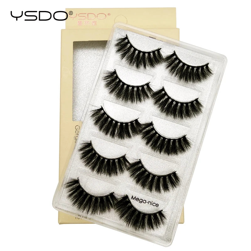 YSDO 3/5 Pairs 3D Mink False EyeLashes Winged Lashes Thick EyeLashes Makeup Fake EyeLashes Volume Lash Dramatic Mink EyeLashes