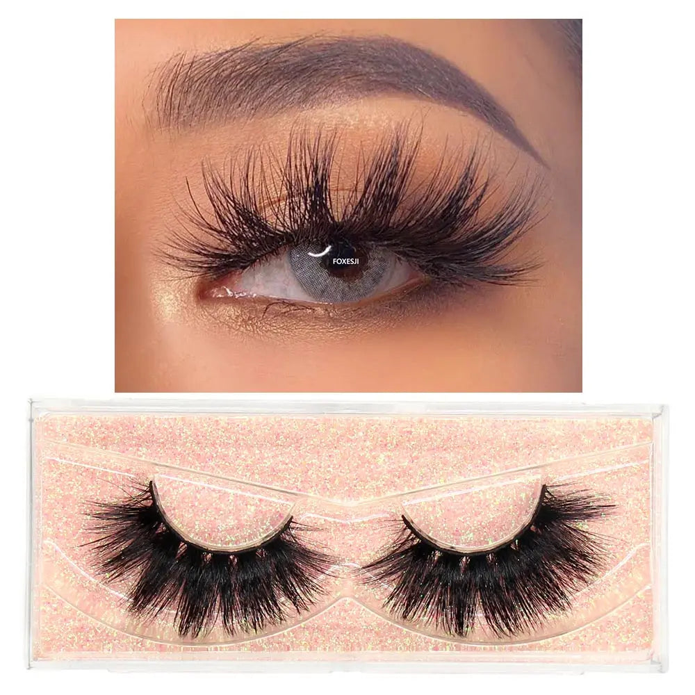 FOXESJI Makeup Eyelashes 3D Mink Eye Lashes Fluffy Soft Wispy Natural Lashes Extension Reusable Fake Lashes Mink False Eyelashes
