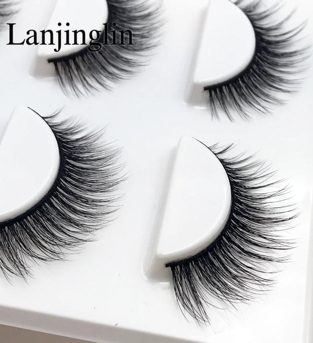 New 3 pairs natural false eyelashes fake lashes long makeup 3d mink lashes extension eyelash mink eyelashes for beauty #X11