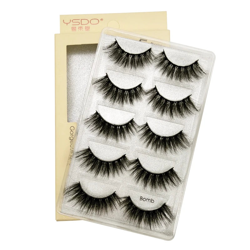 YSDO 3/5 Pairs 3D Mink False EyeLashes Winged Lashes Thick EyeLashes Makeup Fake EyeLashes Volume Lash Dramatic Mink EyeLashes