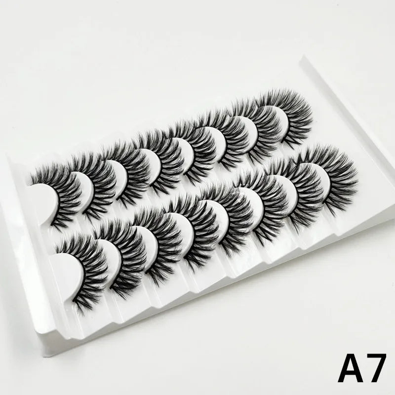 7 pairs of 25mm mink eyelashes in bulk, Russian fluffy natural false eyelashes, 8 pairs of 3D natural false eyelashes in bulk