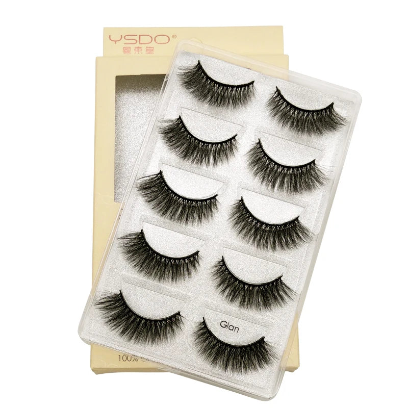 YSDO 3/5 Pairs 3D Mink False EyeLashes Winged Lashes Thick EyeLashes Makeup Fake EyeLashes Volume Lash Dramatic Mink EyeLashes
