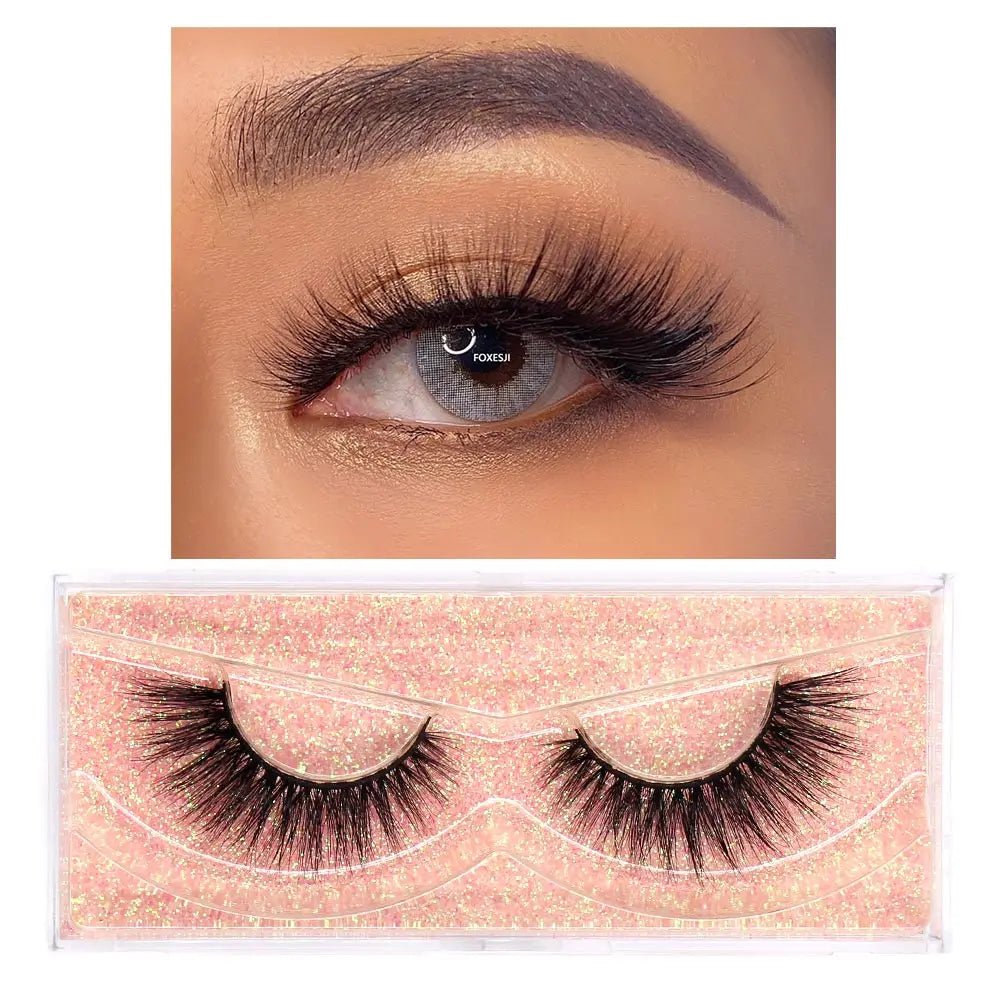 FOXESJI Makeup Eyelashes 3D Mink Eye Lashes Fluffy Soft Wispy Natural Lashes Extension Reusable Fake Lashes Mink False Eyelashes