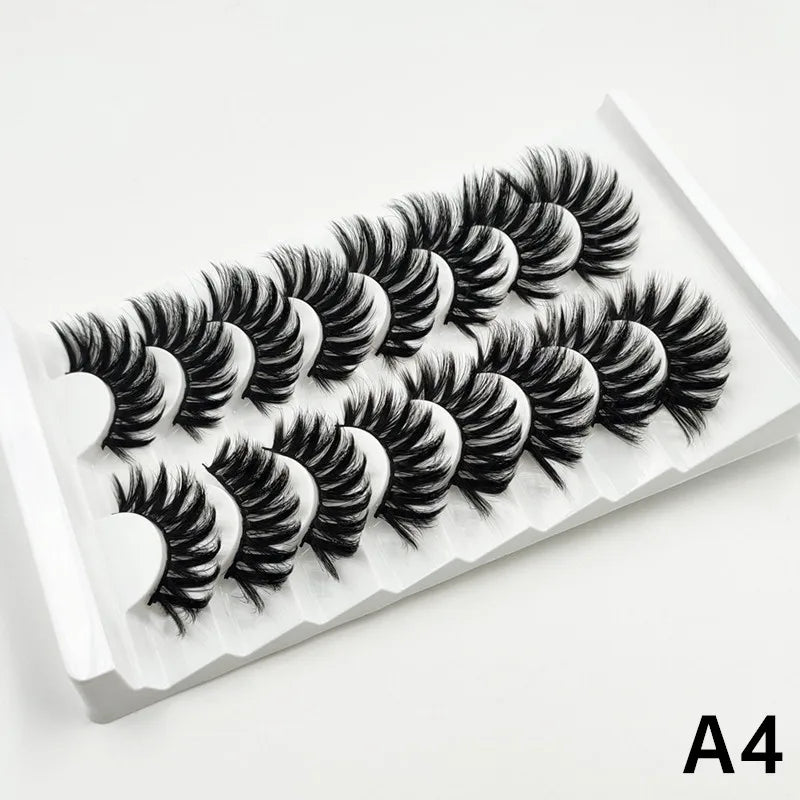 7 pairs of 25mm mink eyelashes in bulk, Russian fluffy natural false eyelashes, 8 pairs of 3D natural false eyelashes in bulk