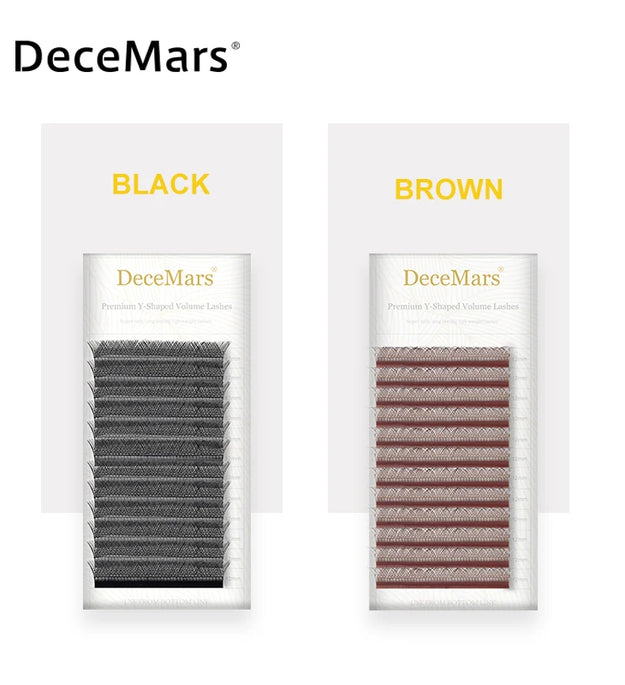 DeceMars YY Shape  Black Brown Eyelashes Extensions Two Tip Lashes C/D Curl  High Quality  Idividual