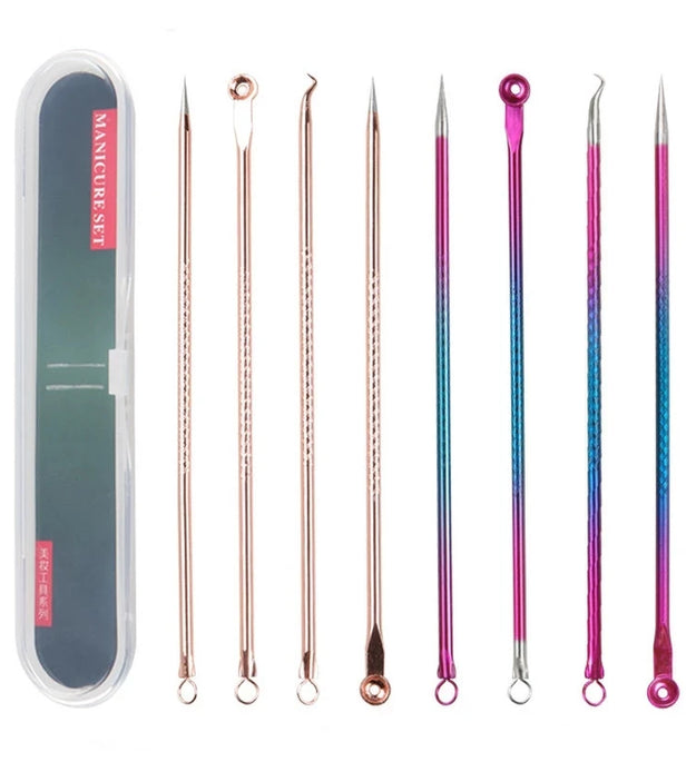 4PCS Acne Blackhead Comedone Black Spot Pimple Blemish Remover Skin Care Women Beauty Acne Treatment Pore Cleanser Needle Hook - BlissFully