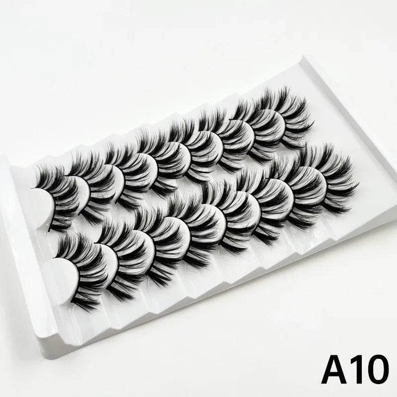 7 pairs of 25mm mink eyelashes in bulk, Russian fluffy natural false eyelashes, 8 pairs of 3D natural false eyelashes in bulk