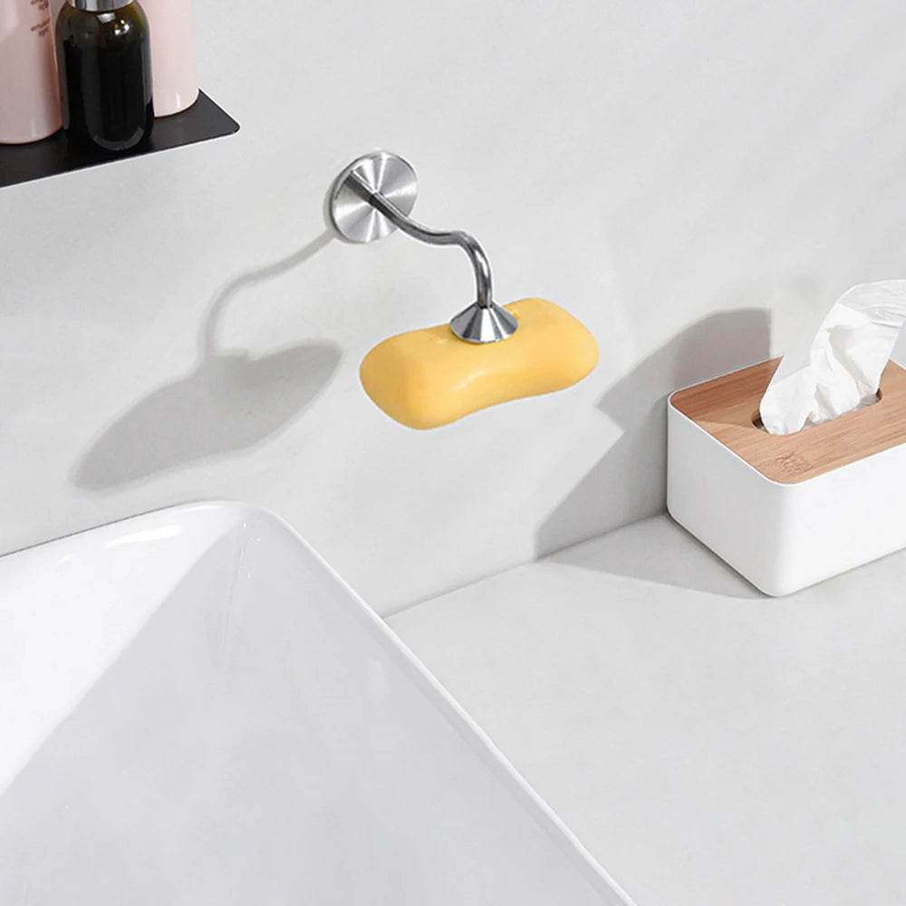 1 Piece Stainless Steel Magnetic Soap Rack, Multi-Functional Wall-Mounted Self-Drainage, For Bathroom, Kitchen, Shower Room