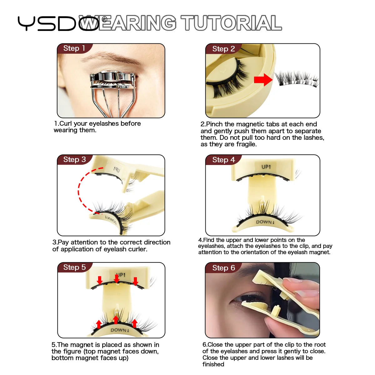 YSDO Soft Magnetic Eyelashes No Glue Needed 1 Pair Natural Short 3D False Lashes Reusable Easy Apply Magnetic Lashes Kit Makeup