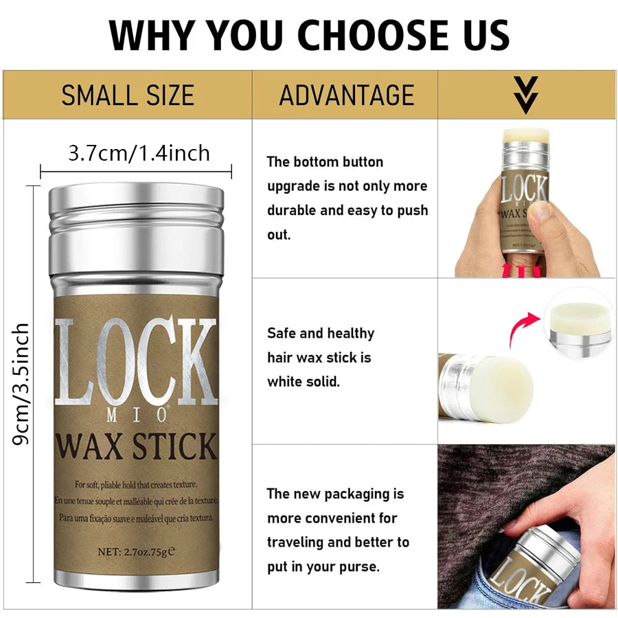 LOCKMIO Hair Wax Stick for Women and Kids Long Lasting Hold Pomade Control Broken Frizz Flyaway Styling Wax for Natural Wigs - BlissFully