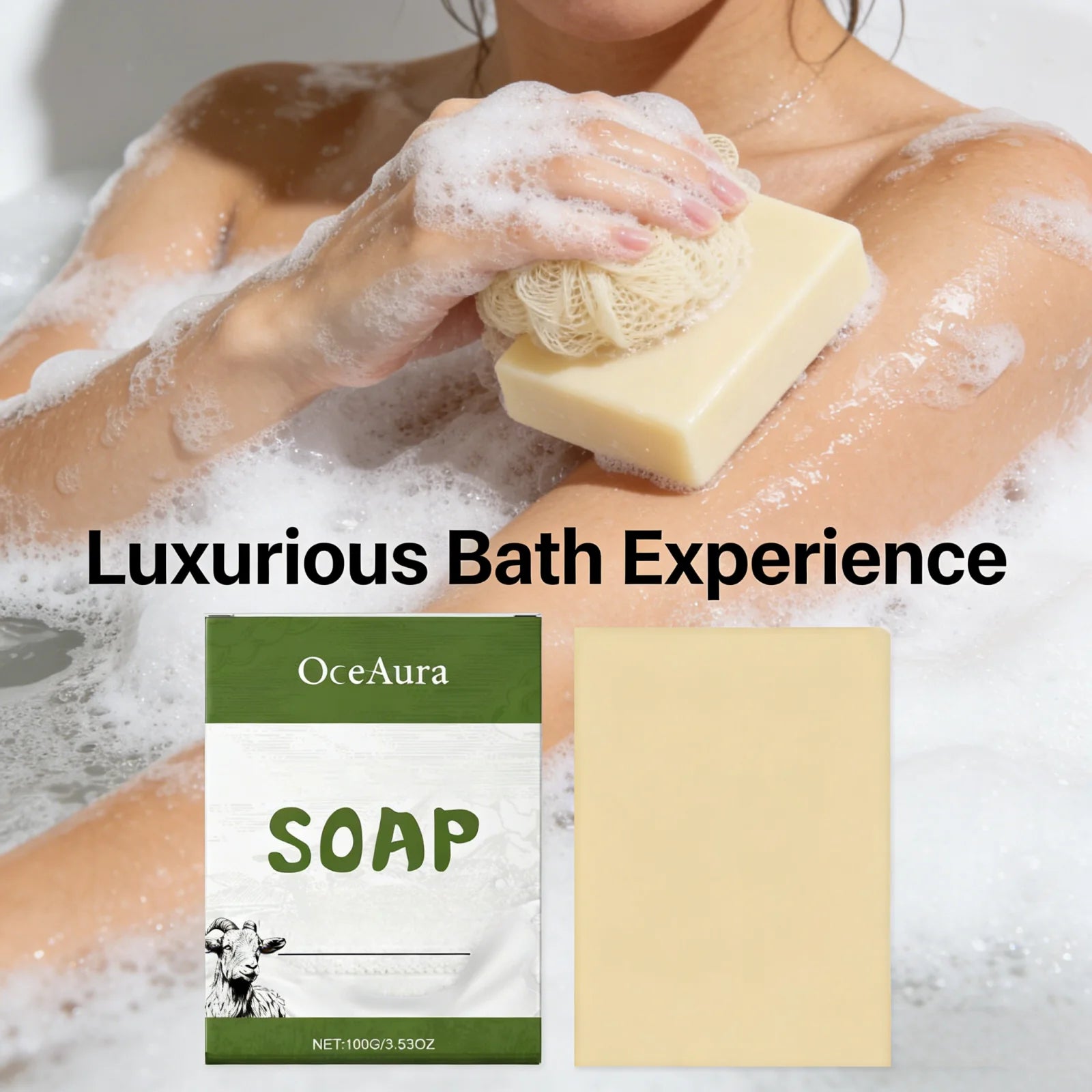 OceAura Goat Milk Soap Professional Skin Cleaning Deep Hydration Body Care Natural Organic Coconut Oil Handmade Bath Soap Bar