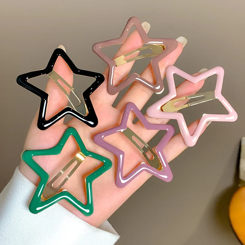 AWAYTR 5 Pcs Hollowed Star Hair Clips Star Snap Hairpins Sweet Headpiece Hair Barrettes Hair Accessories for Girls Dropship