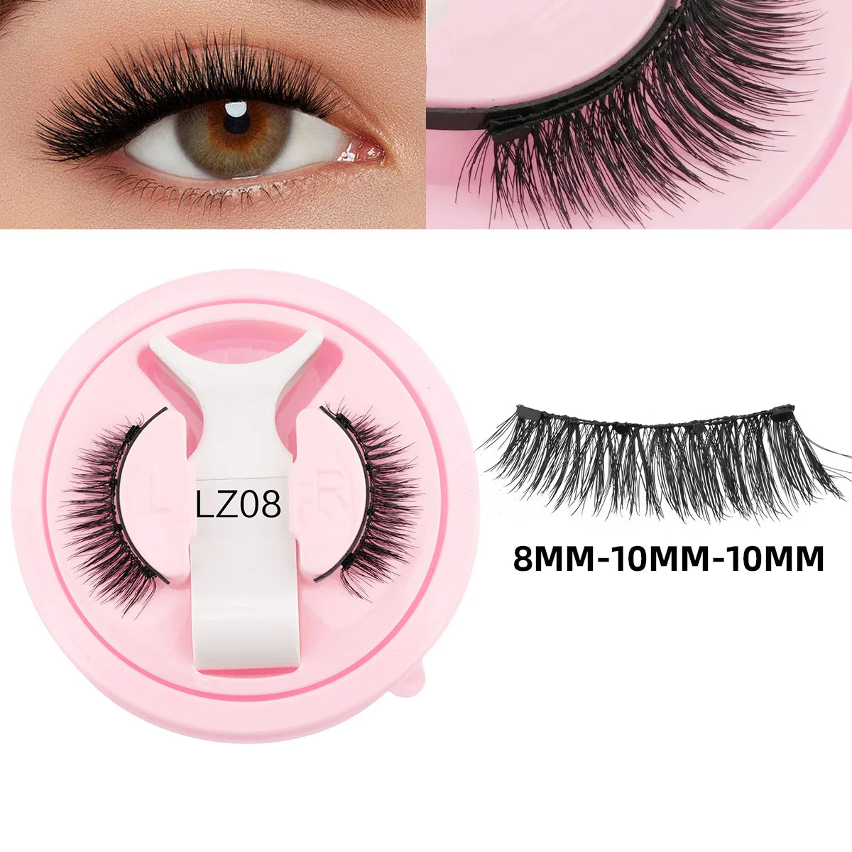 3D Fluffy Mink Magnetic Lashes Kit - 1 Pair Winged Anime Natural False Eyelash Extension No Glue Needed Magnet Band Makeup Tool