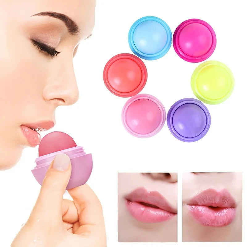 Cute Ball Shaped Lip Balm - Hydrating, Soothing, and Long-Lasting Lip Plumper with Non-Stick Cup for Preventing Frost Cracking a