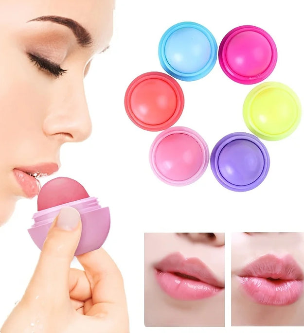 Cute Ball Shaped Lip Balm - Hydrating, Soothing, and Long-Lasting Lip Plumper with Non-Stick Cup for Preventing Frost Cracking a
