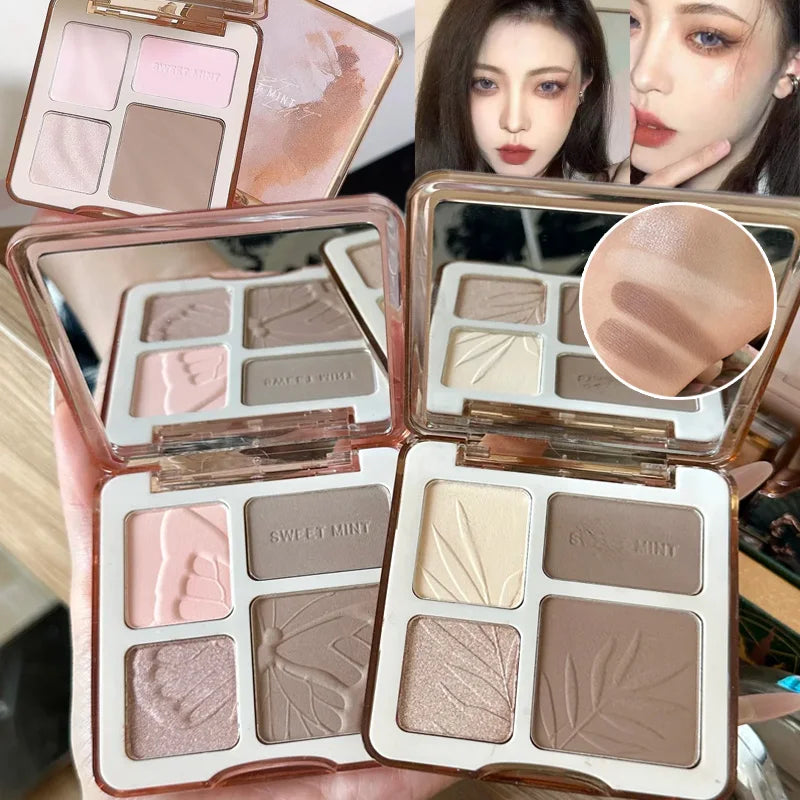 Sweet Mint Highlighter Contour Shading Powder Palette Makeup Matte Bronzer Highlight Glitter Brighten Face Blush Nose Contouring