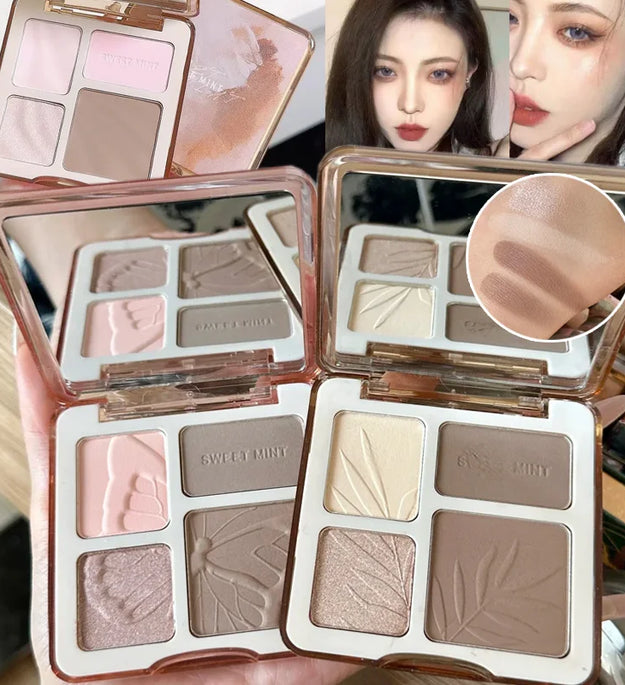 Sweet Mint Highlighter Contour Shading Powder Palette Makeup Matte Bronzer Highlight Glitter Brighten Face Blush Nose Contouring