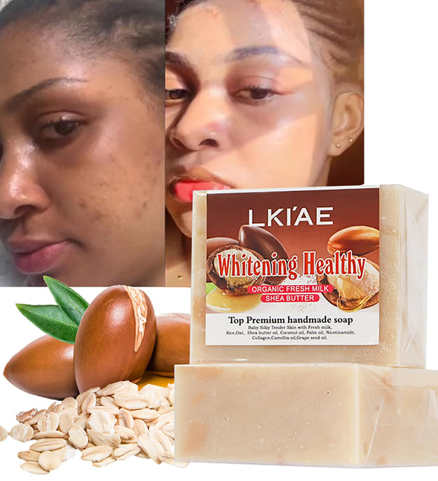 Organic Fresh Milk Whitening Soap Bar, Lighten, Improve Skin Elasticity, Handmade Soap For Face, Body and Hands, 150g/5.3 oz