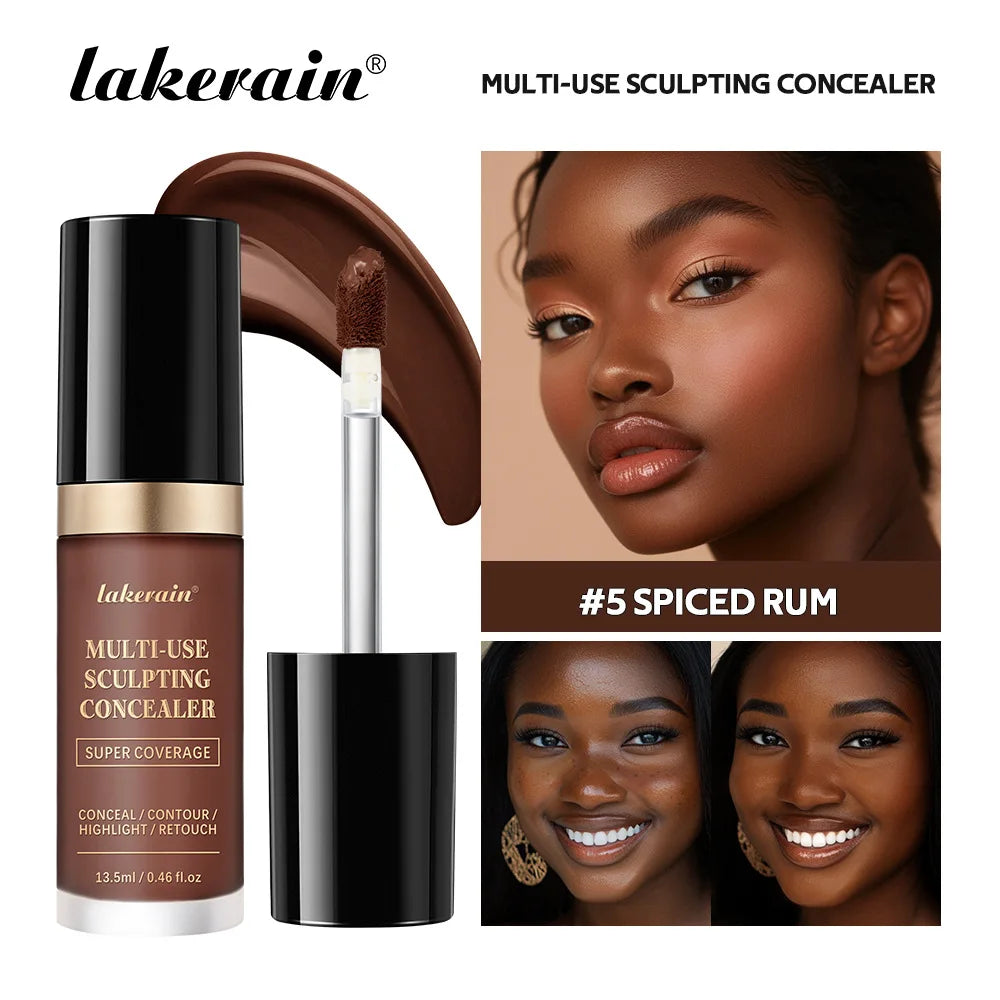 lakerain  5-Color Waterproof Concealer Matte High Coverage Oil-Control Foundation for Acne Scars and Dark Circles Cosmetics