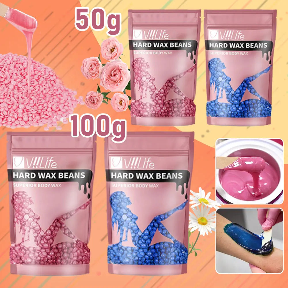 Viilife 50/100g Wax Beans Hot Film Hard Wax Depilatory Hard Hair Removal Bean Waxing Bikini Face Legs Body Hair Removal Unisex