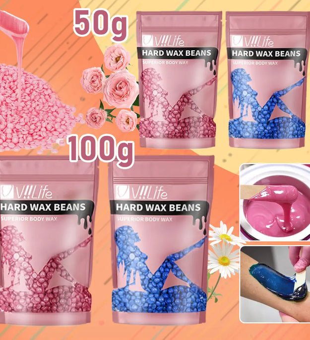 Viilife 50/100g Wax Beans Hot Film Hard Wax Depilatory Hard Hair Removal Bean Waxing Bikini Face Legs Body Hair Removal Unisex
