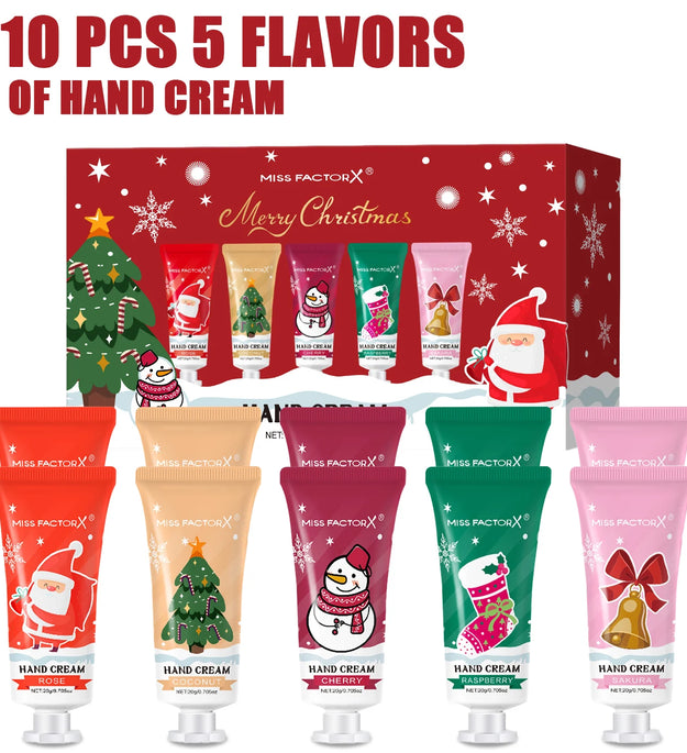 10pcs Christmas Hand Cream Gift Set Moisturizing and Moisturizing Hands, Preventing Drying and Cracking, Lasting Fragrance