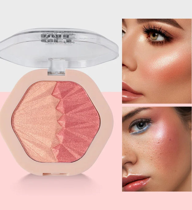 2-color Blush Palette 2 in 1 Contouring Cream Face Cheek Blush Cream Makeup sparkle Highlight Multicolor Makeup Blush