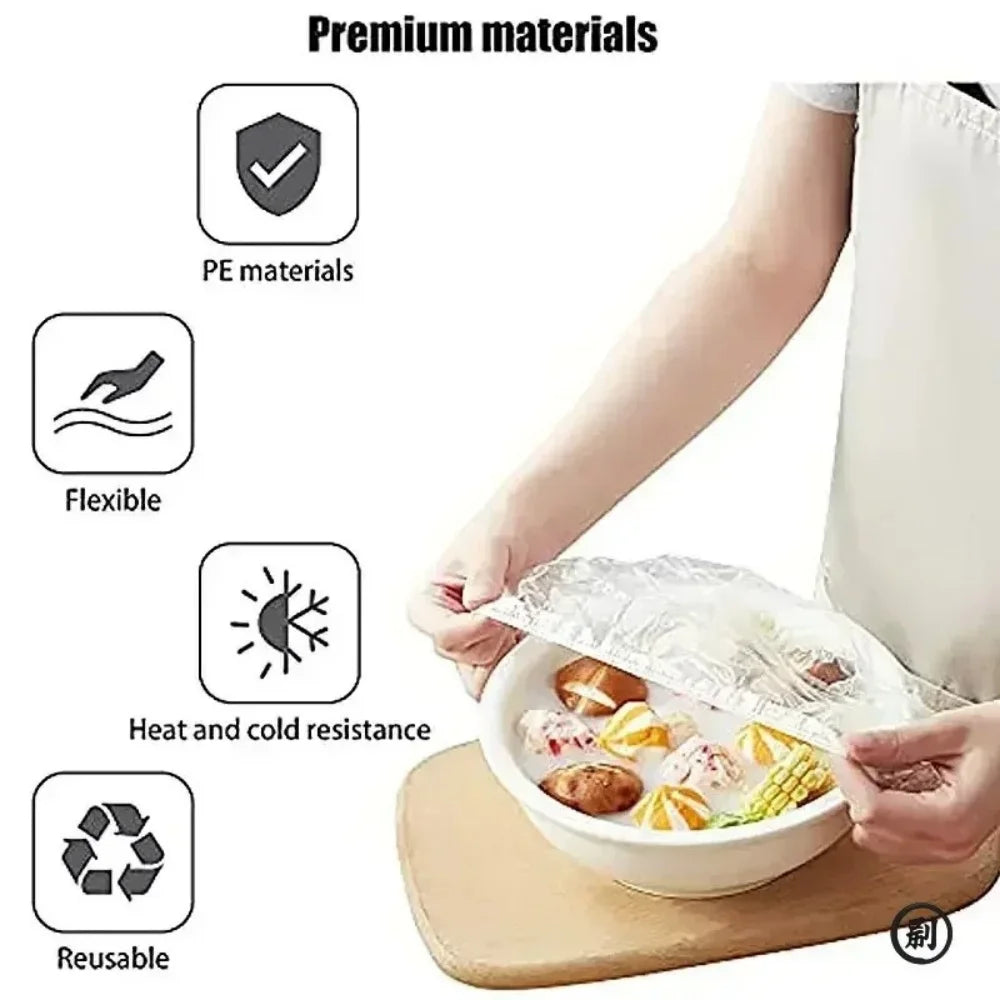 Disposable Shower Cap Food Cover for Food Preservation Stretchable Elastic Durable Plastic Wrap Convenient Plastic Wrap 100/200