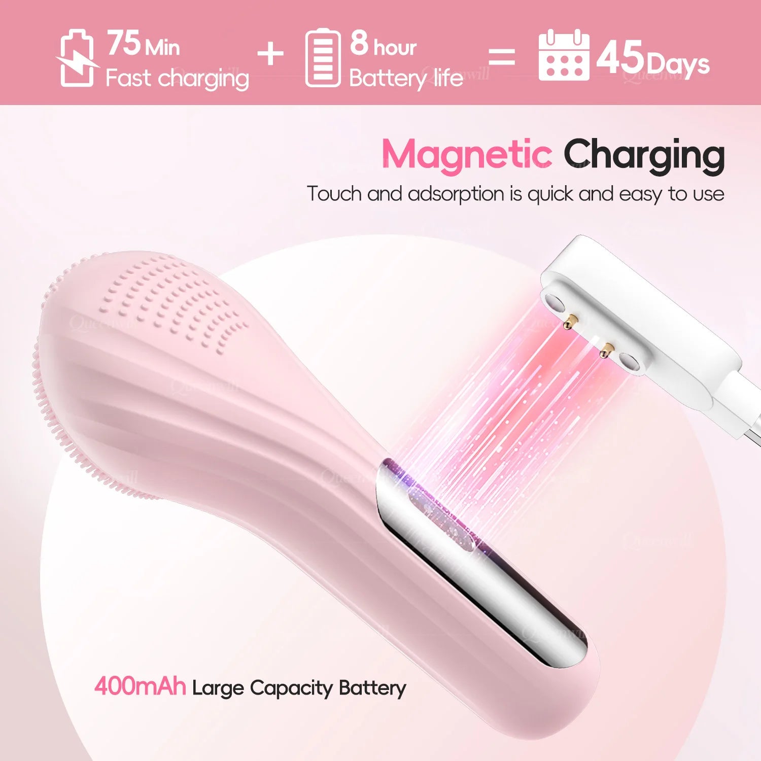 Electric Sonic Waterproof Facial Cleansing Brush Rechargeable Hot compress Deep Pore Cleaner Silicone Cleanse Skincare Device - BlissFully