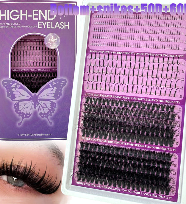 20Rows Lash Spikes Eyelash Clusters Volume Individual Lashes Wispy Eyelashes DIY Spiky Lash Extension Manga Clusters Eyelashes