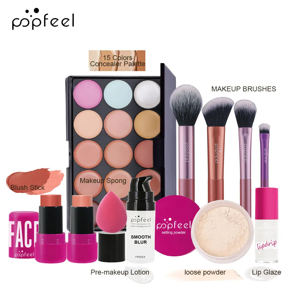 POPFEEL Valentine's Day and Holiday Makeup Gift Set - All-in-One 11-Piece Makeup Kit for Girls and Women, Featuring Concealer