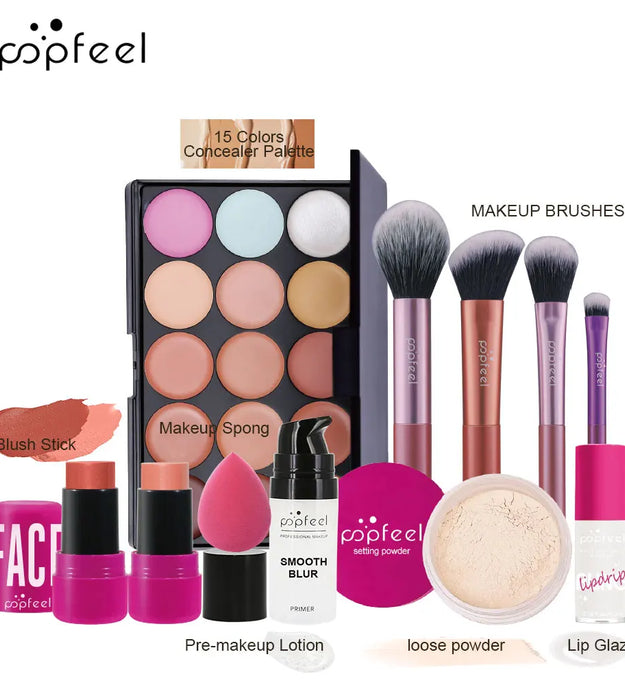 POPFEEL Valentine's Day and Holiday Makeup Gift Set - All-in-One 11-Piece Makeup Kit for Girls and Women, Featuring Concealer