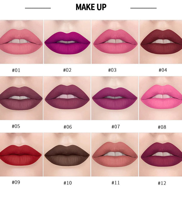 HANDAIYAN 12-color matte velvet lipstick long-lasting waterproof non-stick cup does not fall color lipstick lipstick