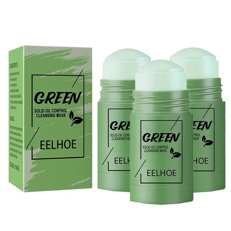 Face Clean Mask Green Tea Stick Deep Cleansing Mud Film Oil Control Remove Blackheads Pores Shrink Beauty Skin Set for Travel