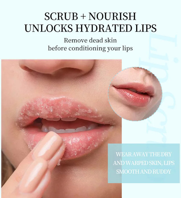 Moisturizing Anti-Cracking Lip Scrub, Brightens, Whitens, and Softens Lips, Gently Removes Dead Skin and Chapped Skin