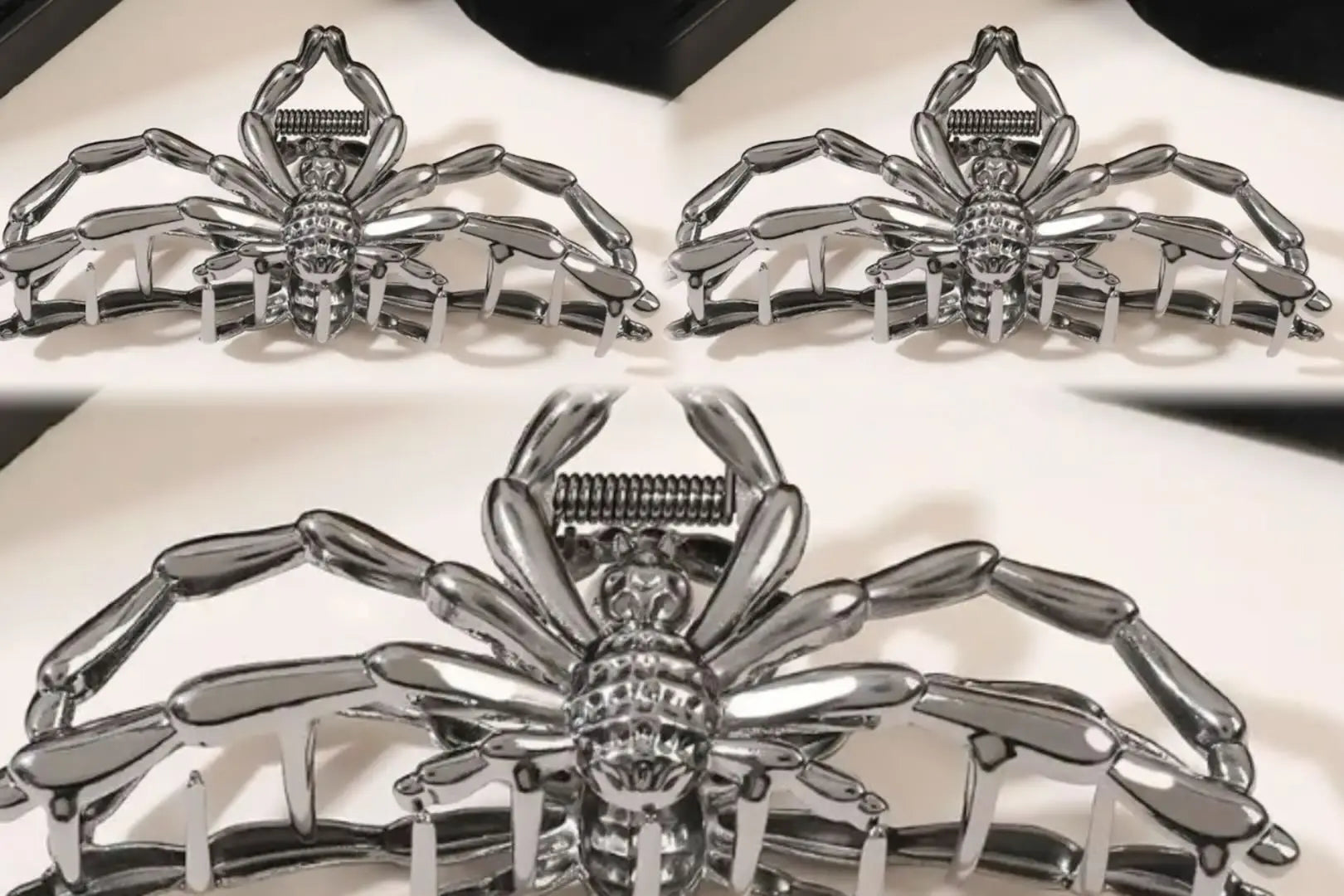 1Pcs Halloween Black Spider Hair Claw Clips with Pearl Charm Design,Metal Gothic Punk Hair Clips Strong Hold Hair Accessories - BlissFully